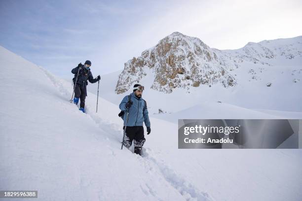 View of Mount Sultan Baba as winter trekking season starts in Tunceli, Turkiye on December 07, 2023. On the mountain where snow thickness reaches up...