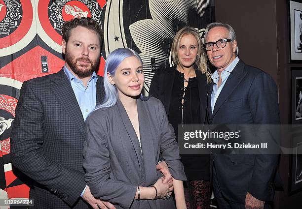 Sean Parker, Alexandra Lenas, Dee Hilfiger and Tommy Hilfiger attend The Cinema Society & Tommy Hilfiger screening of "The Inevitable Defeat of...