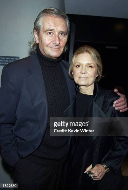 Author Gloria Steinem and her husband David Bale, Christian Bale's father, arrive at the premiere of 'Laurel Canyon' at the Harmony Theater on March...