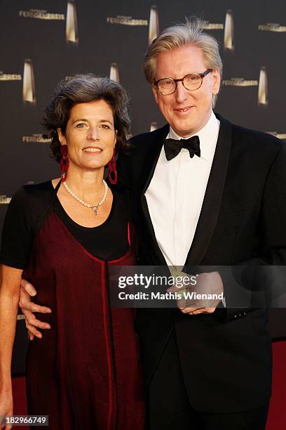 Theo Koll and Franziska zu Castell-Castell arrive at the red carpet of the 'Deutscher Fernsehpreis 2013' at Coloneum on October 2, 2013 in Cologne,...