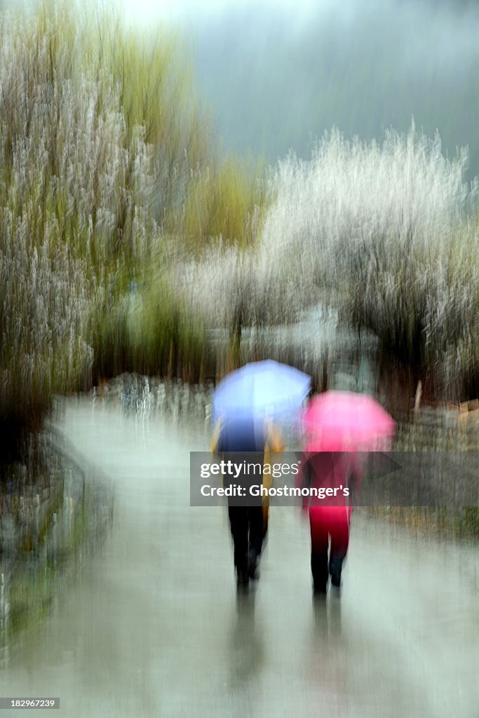 Panning shot of the rain