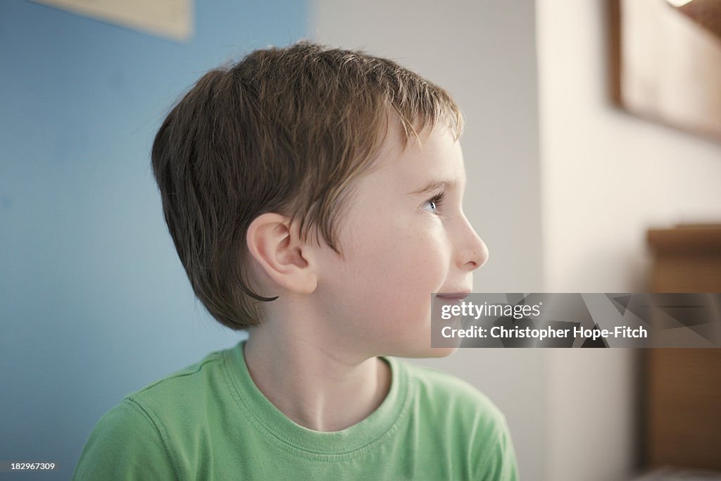 Young boy in profile