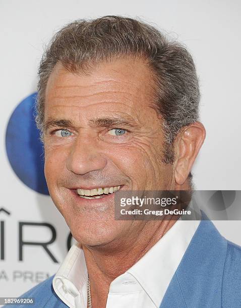 Actor Mel Gibson arrives at the Los Angeles premiere of "Machete Kills" at Regal Cinemas L.A. Live on October 2, 2013 in Los Angeles, California.