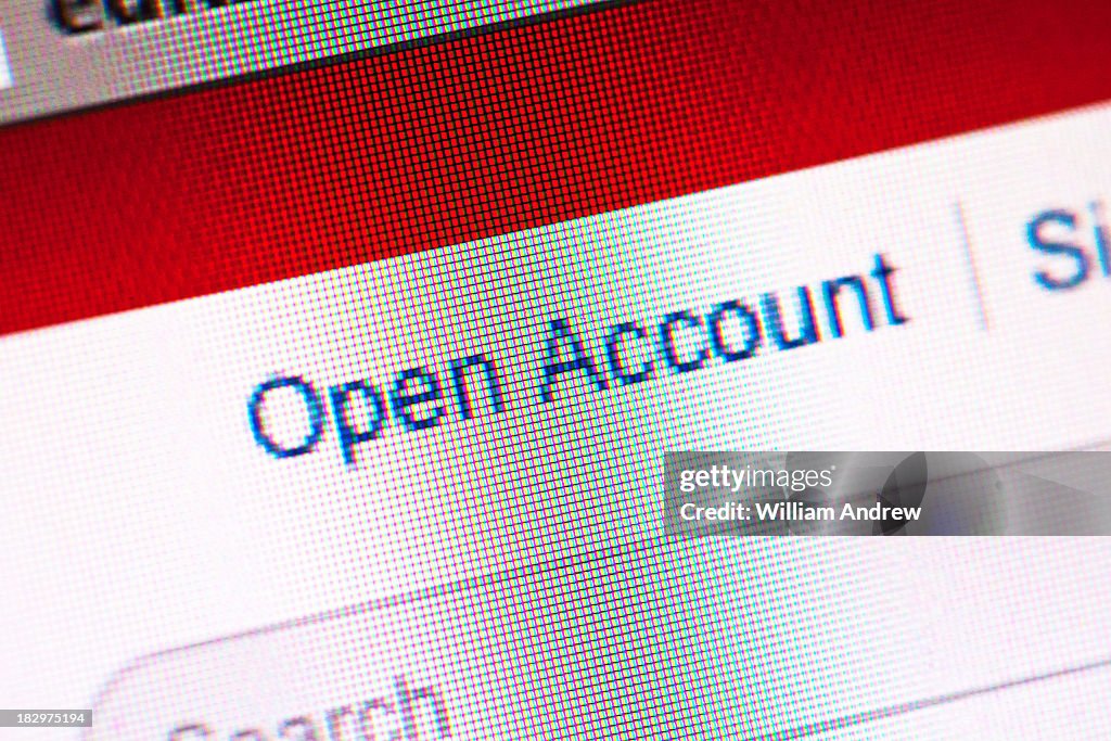 'Open Account' field on computer screen