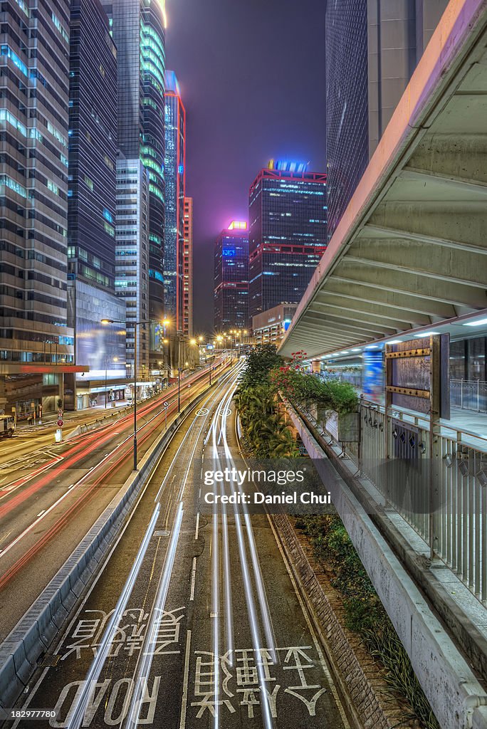 Light trails in Central, Hong Kong