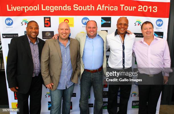 John Barnes , Pete de Wet , Ian Riddick , Doctor Khumalo , Jared Ayres during the Launch of the Liverpool FC Legend Tour press conference...