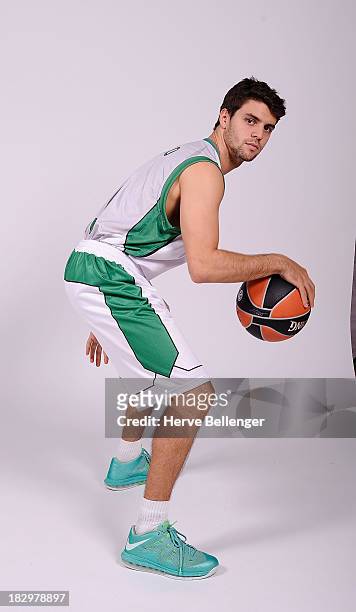 Miguel Cardoso, #19 of JSF Nanterre poses during the JSF Nanterre 2013/14 Turkish Airlines Euroleague Basketball Media Day at Palais des Sports de...