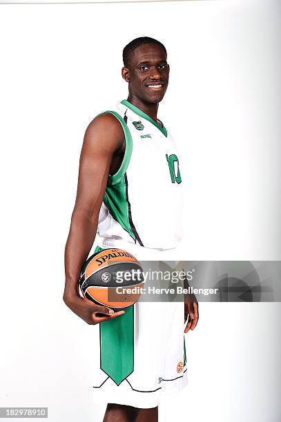Jerry Boutsiele, #10 of JSF Nanterre poses during the JSF Nanterre 2013/14 Turkish Airlines Euroleague Basketball Media Day at Palais des Sports de...
