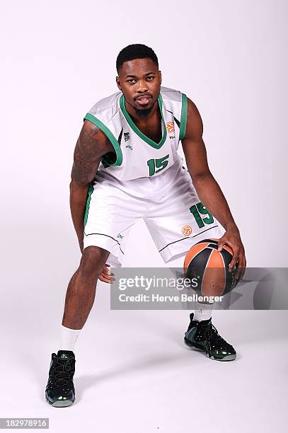 Travis Lesley, #15 of JSF Nanterre poses during the JSF Nanterre 2013/14 Turkish Airlines Euroleague Basketball Media Day at Palais des Sports de...