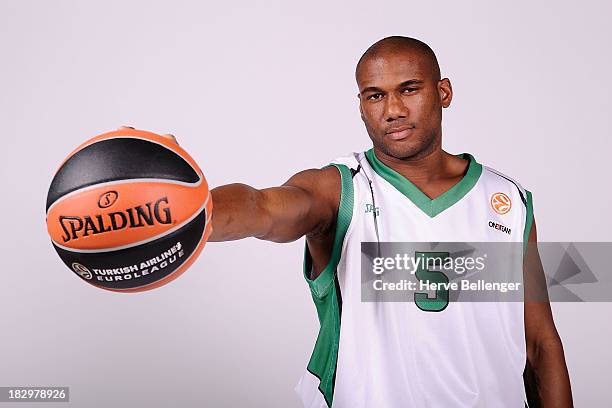 Marc Judith, #5 of JSF Nanterre poses during the JSF Nanterre 2013/14 Turkish Airlines Euroleague Basketball Media Day at Palais des Sports de...