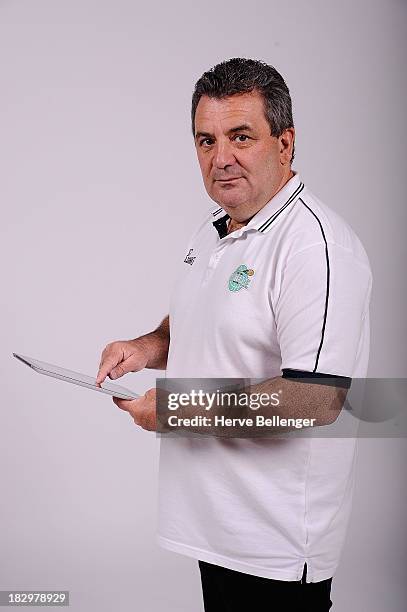 Pascal Donnadieu, Head Coach of JSF Nanterre poses during the JSF Nanterre 2013/14 Turkish Airlines Euroleague Basketball Media Day at Palais des...