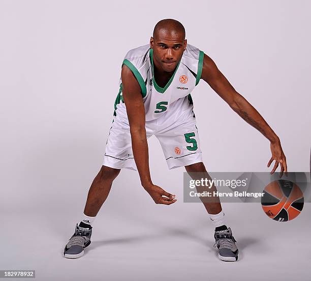 Marc Judith, #5 of JSF Nanterre poses during the JSF Nanterre 2013/14 Turkish Airlines Euroleague Basketball Media Day at Palais des Sports de...