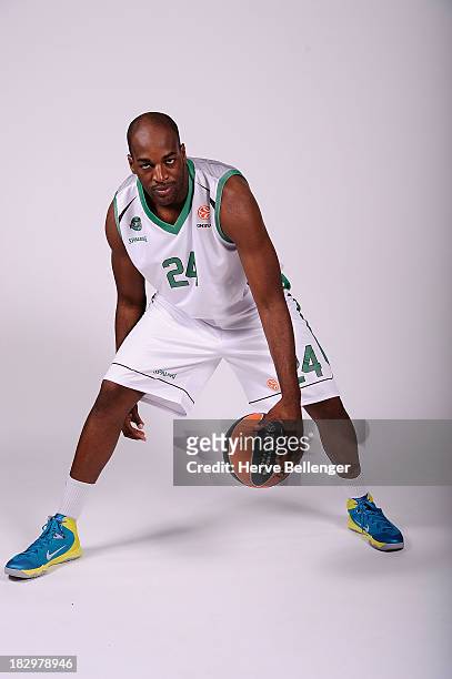 Ali Traore, #24 of JSF Nanterre poses during the JSF Nanterre 2013/14 Turkish Airlines Euroleague Basketball Media Day at Palais des Sports de...