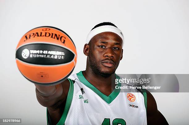 Johan Passave-Ducteil, #42 of JSF Nanterre poses during the JSF Nanterre 2013/14 Turkish Airlines Euroleague Basketball Media Day at Palais des...