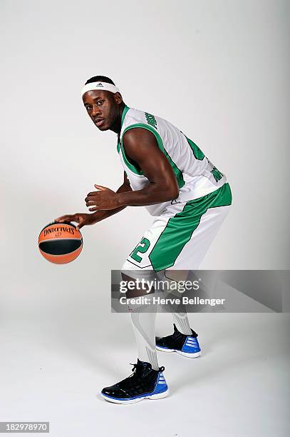 Johan Passave-Ducteil, #42 of JSF Nanterre poses during the JSF Nanterre 2013/14 Turkish Airlines Euroleague Basketball Media Day at Palais des...