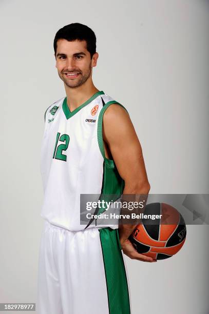 Kevin Lisch, #12 of JSF Nanterre poses during the JSF Nanterre 2013/14 Turkish Airlines Euroleague Basketball Media Day at Palais des Sports de...