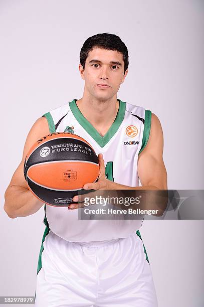Trenton Meacham, #14 of JSF Nanterre poses during the JSF Nanterre 2013/14 Turkish Airlines Euroleague Basketball Media Day at Palais des Sports de...