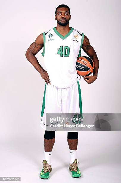 Will Daniels, #40 of JSF Nanterre poses during the JSF Nanterre 2013/14 Turkish Airlines Euroleague Basketball Media Day at Palais des Sports de...