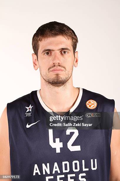 Stanko Barac of Anadolu Efes, during the Anadolu Efes Istanbul 2013/14 Turkish Airlines Euroleague Basketball Media Day at Abdi Ipekci on September...