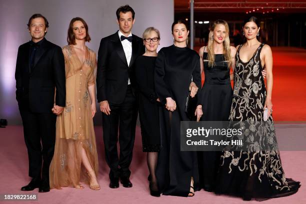 Henry Wolfe, Tamryn Storm Hawker, Mark Ronson, Meryl Streep, Grace Gummer, Mamie Gummer, and Louisa Jacobson attend the 2023 Academy Museum Gala at...