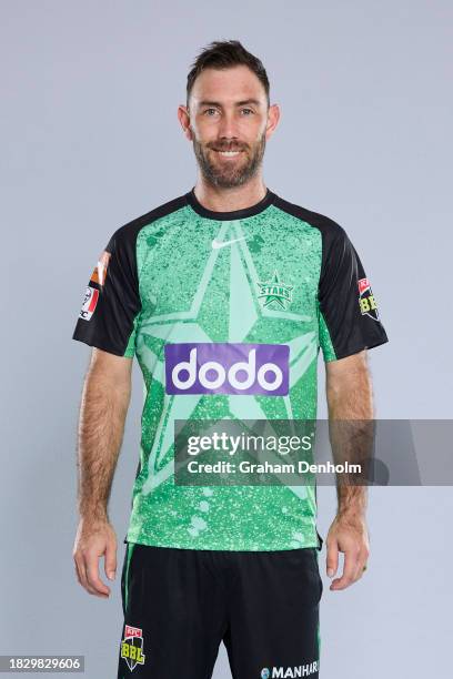 Glenn Maxwell of the Stars poses during the Melbourne Stars BBL Headshots Session at Junction Oval on December 04, 2023 in Melbourne, Australia.