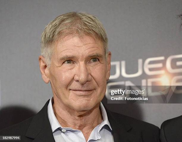 Actor Harrison Ford attends a photocall for 'Ender's Game' at Villamagna Hotel on October 3, 2013 in Madrid, Spain.