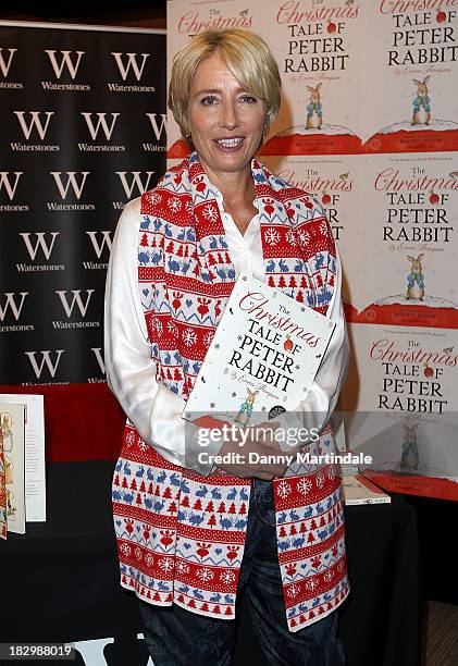 Emma Thompson meets fans and signs copies of her book - 'The Christmas Tale Of Peter Rabbit' at Waterstones,Kings Road on October 3, 2013 in London,...