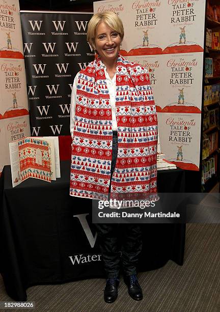 Emma Thompson meets fans and signs copies of her book - 'The Christmas Tale Of Peter Rabbit' at Waterstones,Kings Road on October 3, 2013 in London,...