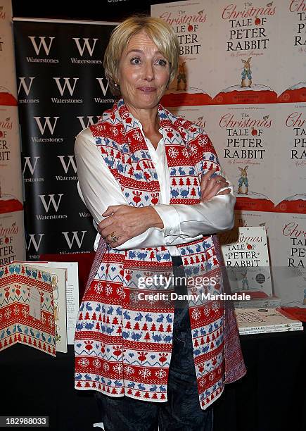 Emma Thompson meets fans and signs copies of her book - 'The Christmas Tale Of Peter Rabbit' at Waterstones,Kings Road on October 3, 2013 in London,...