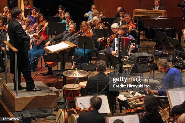 Alan Gilbert leading the New York Philharmonic at the opening gala concert at Avery Fisher Hall on Wednesday night, September 25, 2013.This...