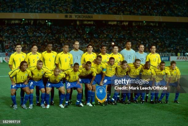 June 2002 - FIFA Football World Cup FINAL - Brazil v Germany - The Brazilian squad line up for a squad photo including the likes of Ronaldinho,...