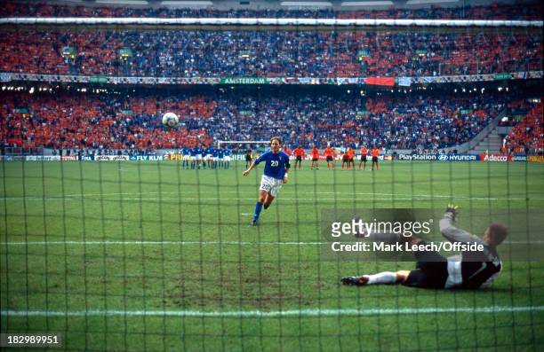 June 2000 - Euro Championships - Italy v Netherlands - Francesco Totti of Netherlands chips his penalty into the net.
