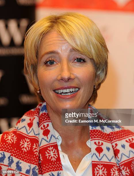 Emma Thompson meets fans and signs copies of her book - 'The Christmas Tale Of Peter Rabbit' at Waterstones,Kings Road on October 3, 2013 in London,...