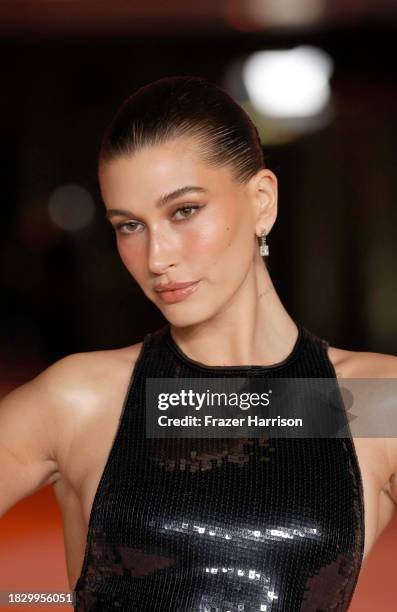 Hailey Bieber attends the 3rd Annual Academy Museum Gala at Academy Museum of Motion Pictures on December 03, 2023 in Los Angeles, California.