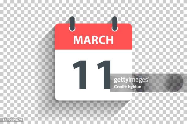 stockillustraties, clipart, cartoons en iconen met march 11 - daily calendar icon in flat design style on blank background - getal 11