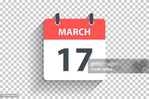 stockillustraties, clipart, cartoons en iconen met march 17 - daily calendar icon in flat design style on blank background - maart