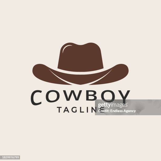 cowboy hat logo design and sheriff wild west hat symbol. - cowboy stock illustrations