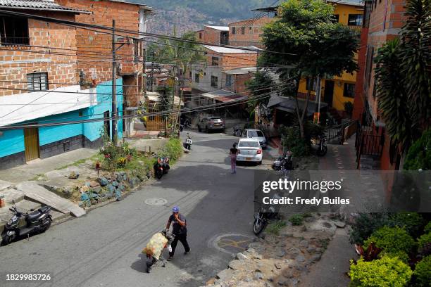 General view of the streets at Pablo Escobar neighborhood during 30th anniversary of the late Colombian drug trafficker Pablo Escobar on December 2,...