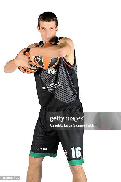 Benjamin Ortner, #16 of Montepaschi Siena during the Montepaschi Siena 2013/14 Turkish Airlines Euroleague Basketball Media Day at Palaestra on...