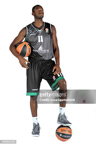 Joshua Carter, #11 of Montepaschi Siena during the Montepaschi Siena 2013/14 Turkish Airlines Euroleague Basketball Media Day at Palaestra on October...