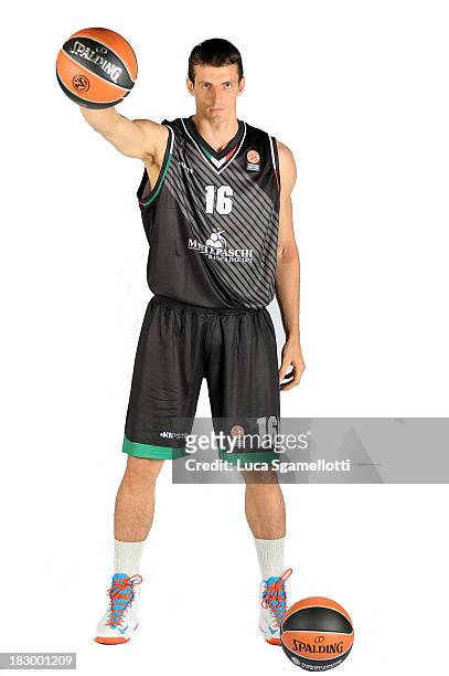 Benjamin Ortner, #16 of Montepaschi Siena during the Montepaschi Siena 2013/14 Turkish Airlines Euroleague Basketball Media Day at Palaestra on...