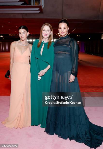 Jamie Mizrahi, Julianne Moore and Alicia Vikander attend the Academy Museum of Motion Pictures 3rd Annual Gala Presented by Rolex at Academy Museum...