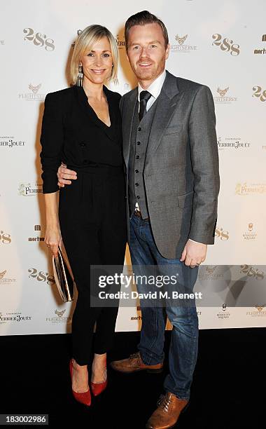 Jenni Falconer and James Midgley attend the 1st birthday party of 2&8 Club inside Mortons on October 3, 2013 in London, England.