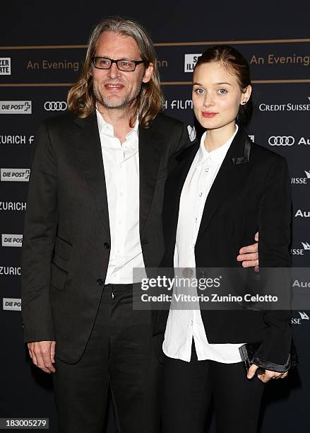 Andrew Dominik and Bella Heathcote attend 'An Evening With Arthur Cohn' Green Carpet during the Zurich Film Festival 2013 on October 3, 2013 in...