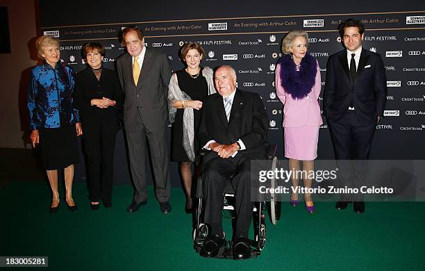 Friede Springer, Paola Felix, Arthur Cohn, Maike Richter, Helmuth Kohl, Eve Von Hardenberg, Kasrl Spoerri attend 'An Evening With Arthur Cohn' Green...