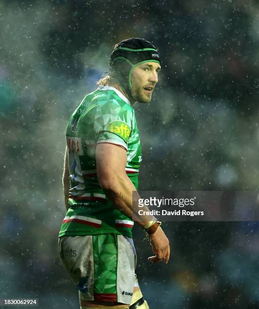 Harry Wells of Leicester Tigers looks on during the Gallagher Premiership Rugby match between Leicester Tigers and Newcastle Falcons at the Mattioli...