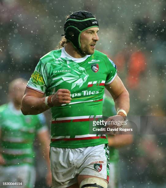 Harry Wells of Leicester Tigers looks on during the Gallagher Premiership Rugby match between Leicester Tigers and Newcastle Falcons at the Mattioli...