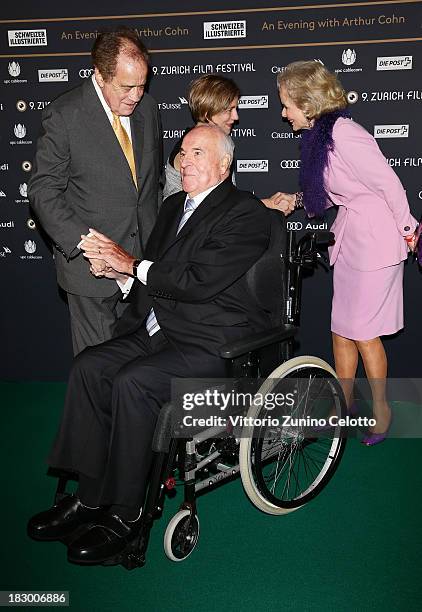 Arthur Cohn and Helmut Kohl attend an evening with Arthur Cohn during the Zurich Film Festival 2013 on October 3, 2013 in Zurich, Switzerland.
