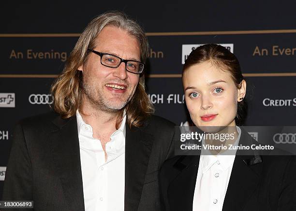 Andrew Dominik and Bella Heathcote attend 'An Evening With Arthur Cohn' Green Carpet during the Zurich Film Festival 2013 on October 3, 2013 in...