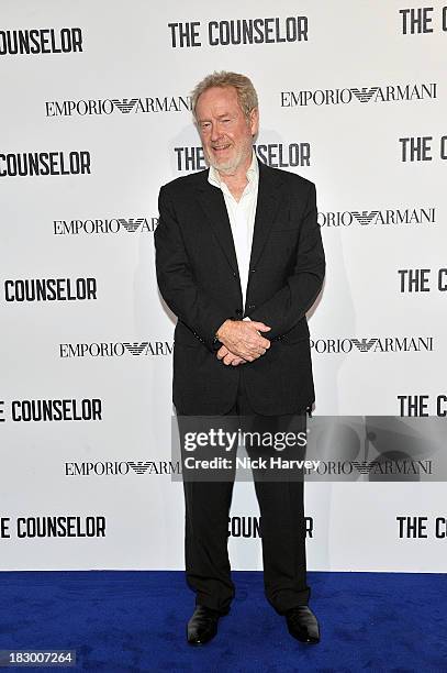 Sir Ridley Scott arrives at 'The Counselor' Reception at Freemasons' Hall, United Grand Lodge of England in London on October 3, 2013 in London,...